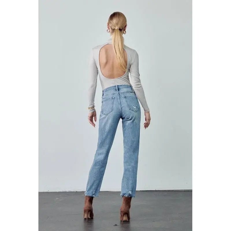 Kancan High Rise Slim Straight Jeans - LECCE
