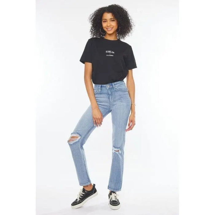 Kancan High Rise Slim Straight Jeans - LECCE