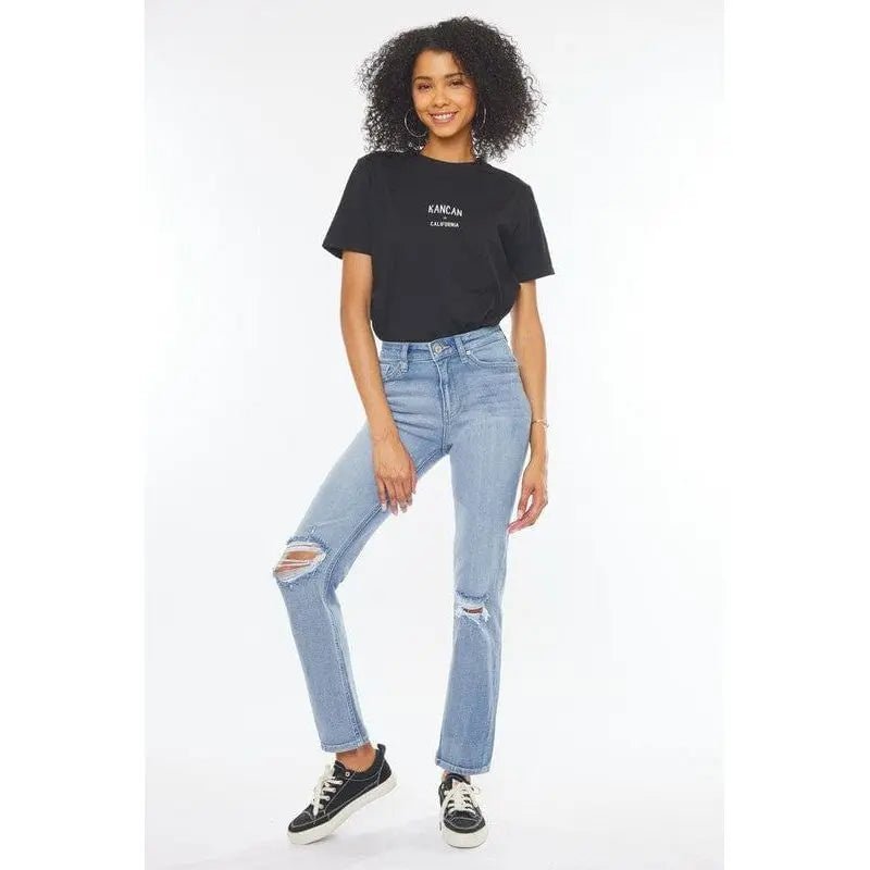 Kancan High Rise Slim Straight Jeans - LECCE
