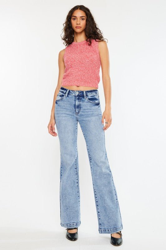 Kancan High Rise Wide Leg Flare Jeans - LECCE