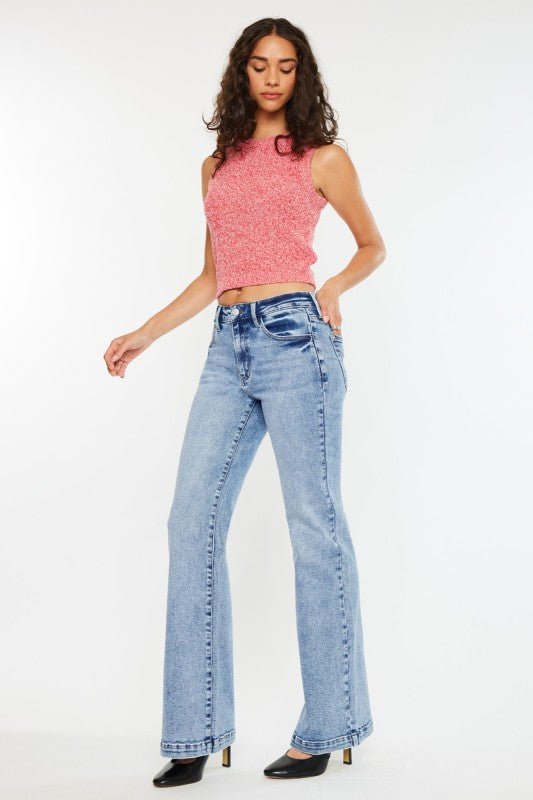 Kancan High Rise Wide Leg Flare Jeans - LECCE