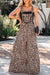 Khaki Cheetah Print Wide Leg Jumpsuit with Lace & Ruffle Detail - LECCE