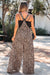 Khaki Cheetah Print Wide Leg Jumpsuit with Lace & Ruffle Detail - LECCE