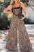 Khaki Cheetah Print Wide Leg Jumpsuit with Lace & Ruffle Detail - LECCE