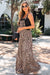 Khaki Cheetah Print Wide Leg Jumpsuit with Lace & Ruffle Detail - LECCE