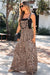 Khaki Cheetah Print Wide Leg Jumpsuit with Lace & Ruffle Detail - LECCE