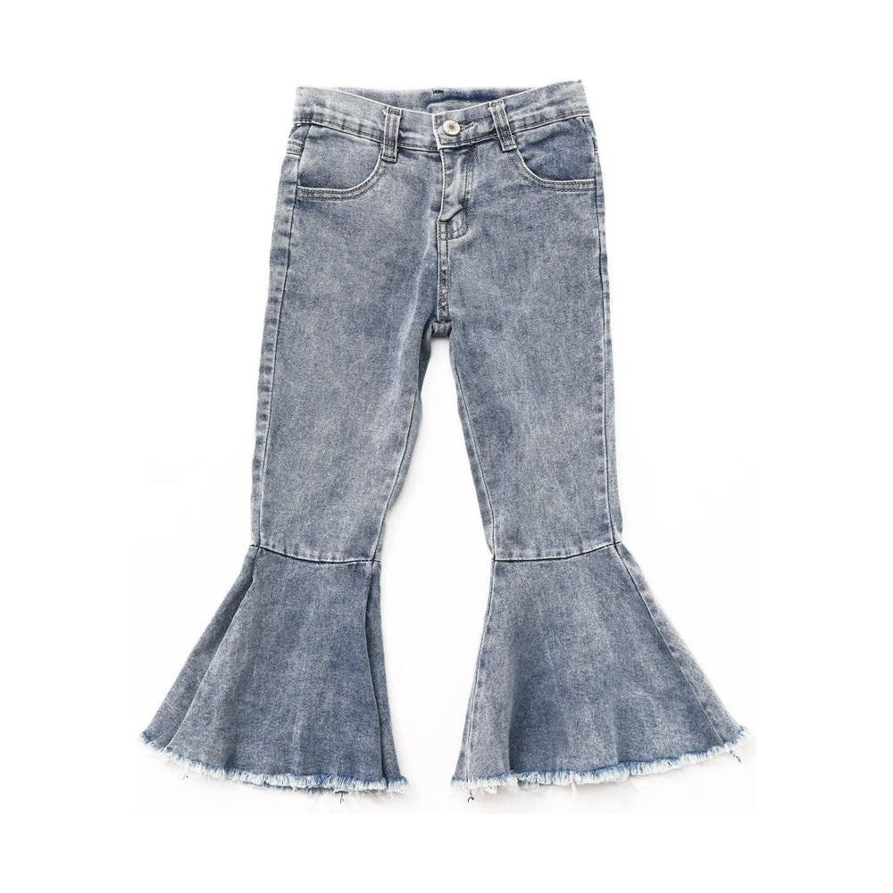 Kids Light Wash Denim Bell Bottom Pants - LECCE