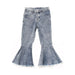 Kids Light Wash Denim Bell Bottom Pants - LECCE