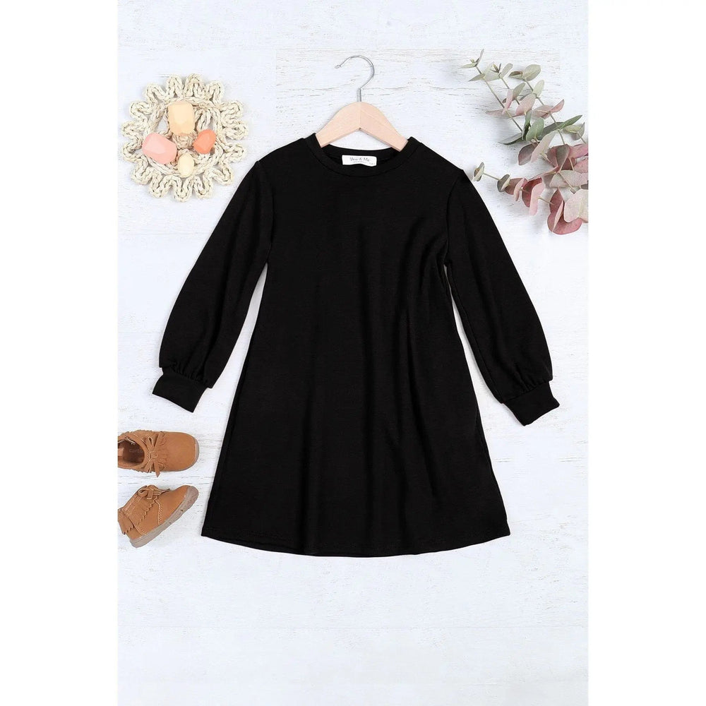 Kids Long Puff Sleeve French Terry Dress - LECCE