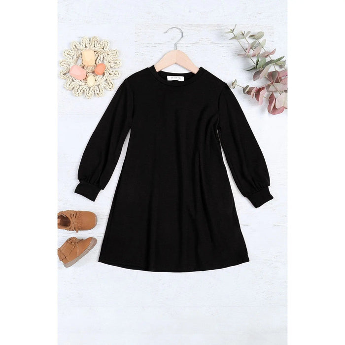 Kids Long Puff Sleeve French Terry Dress - LECCE