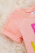 Kids Peach Tee Shirt With Folded Sleeves. - LECCE