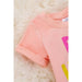 Kids Peach Tee Shirt With Folded Sleeves. - LECCE