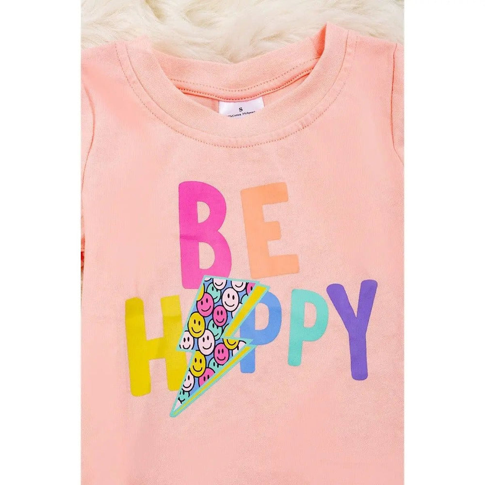 Kids Peach Tee Shirt With Folded Sleeves. - LECCE