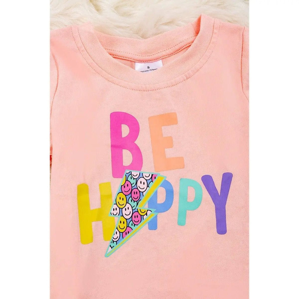 Kids Peach Tee Shirt With Folded Sleeves.