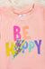 Kids Peach Tee Shirt With Folded Sleeves. - LECCE