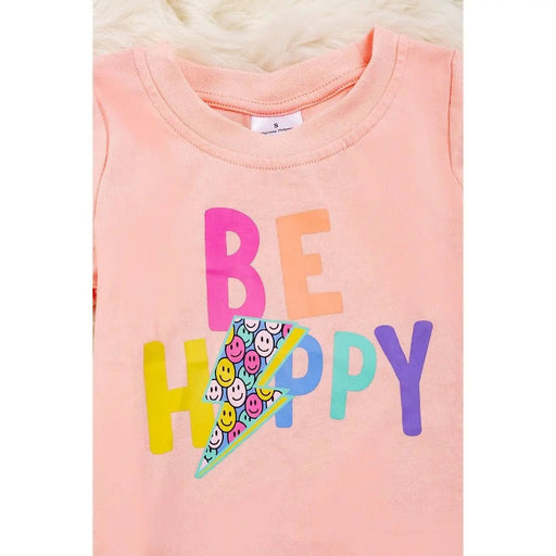 Kids Peach Tee Shirt With Folded Sleeves. - LECCE