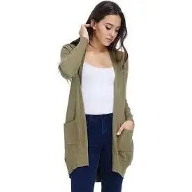 Knit Open Front Shawl Neck Cardigan - LECCE