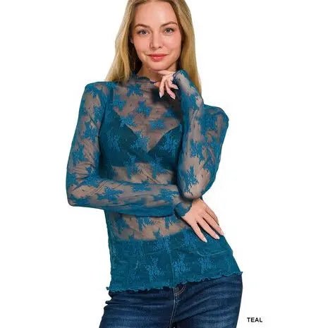 Lace See - through Layering Short Sleeve Top - LECCE