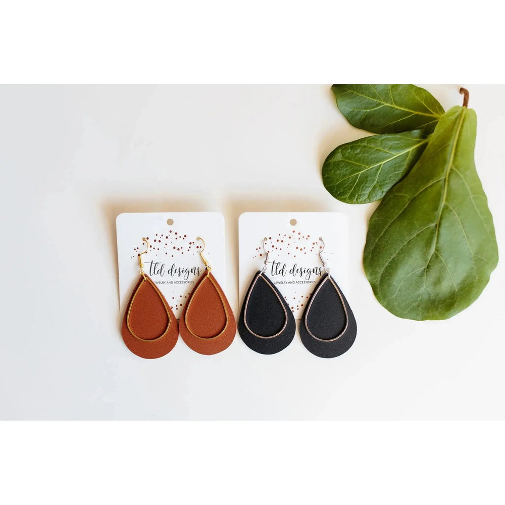 Leather Basics Earrings Brown/Gold - LECCE