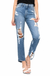 Super high rise tattered ankle straight — white background view 1