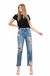 Super high rise tattered ankle straight — white background view 2