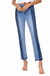High rise crop slim straight with contrast panel — white background view 2