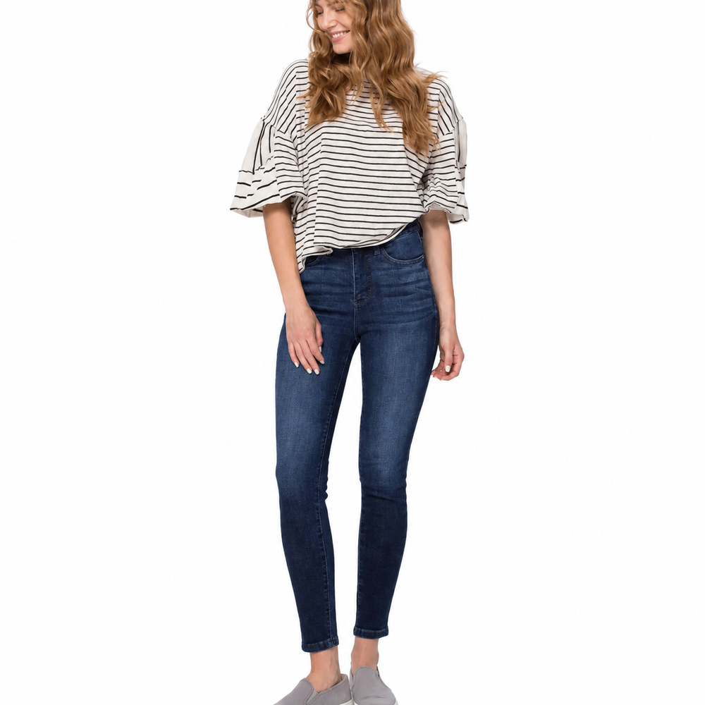 judy blue Super dark clean control top skinny — white background view 2