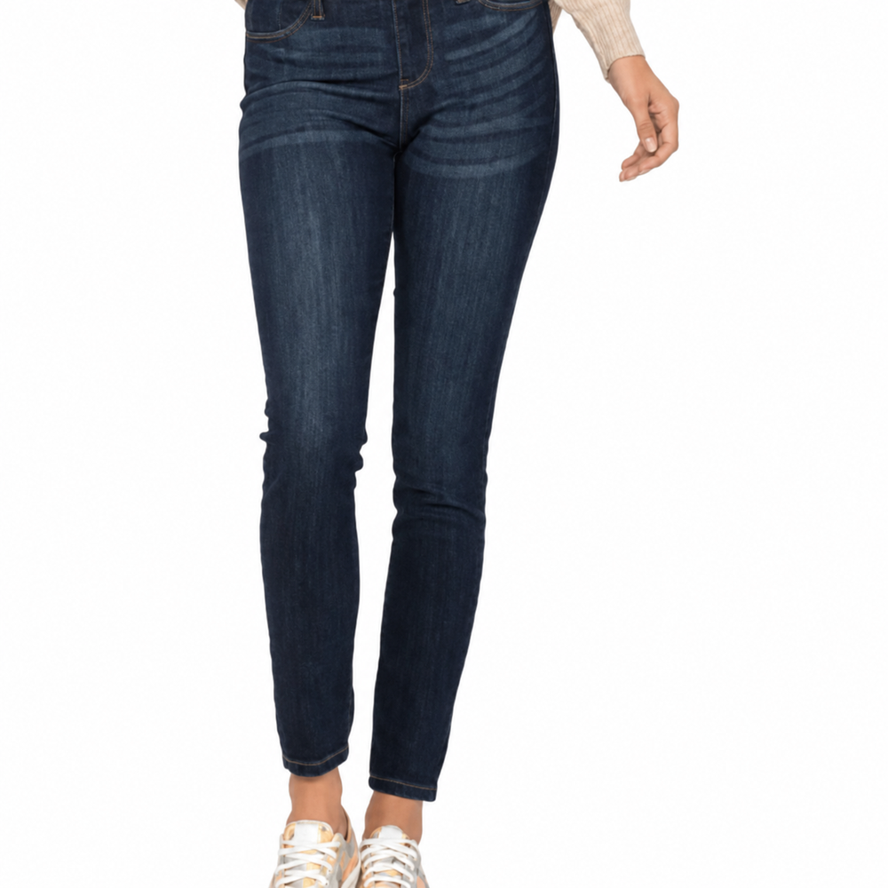 Judy Blue Mid-Rise Pull On Skinny Jegging — white background view 1