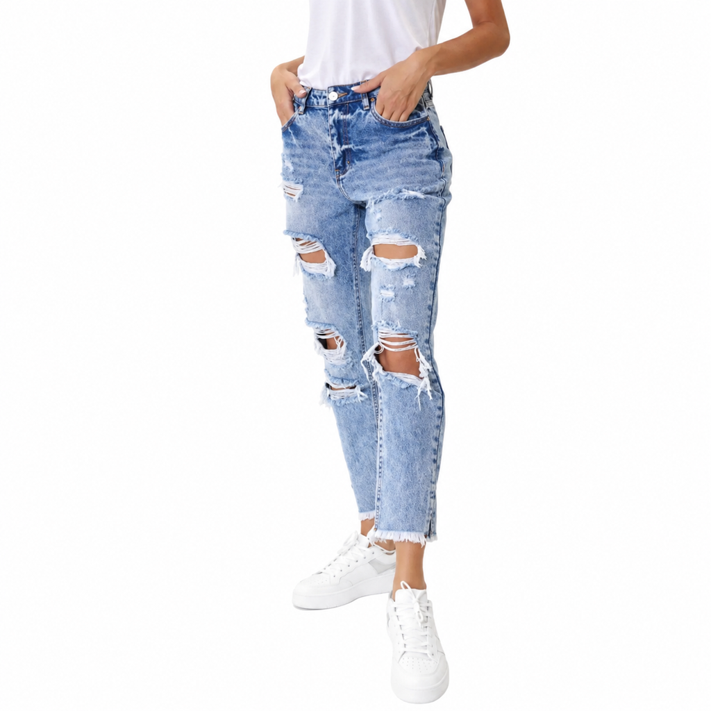 Kancan high rise distressed mom jeans