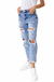 Kancan high rise distressed mom jeans — white background view 1