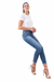 High rise broken hem ankle skinny — white background view 1