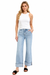 Tummy Control High Rise Ankle Wide Cuffed Jeans — white background view 1