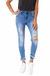 Mid rise hem detail ankle skinny jeans — white background view 2