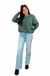Risen Tummy Control Frayed Hem Mid Rise Jeans — white background view 1