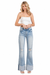 Petra High Rise Super Stretch Wide Leg Flare Jeans with Cuffed Hem — white background view 2