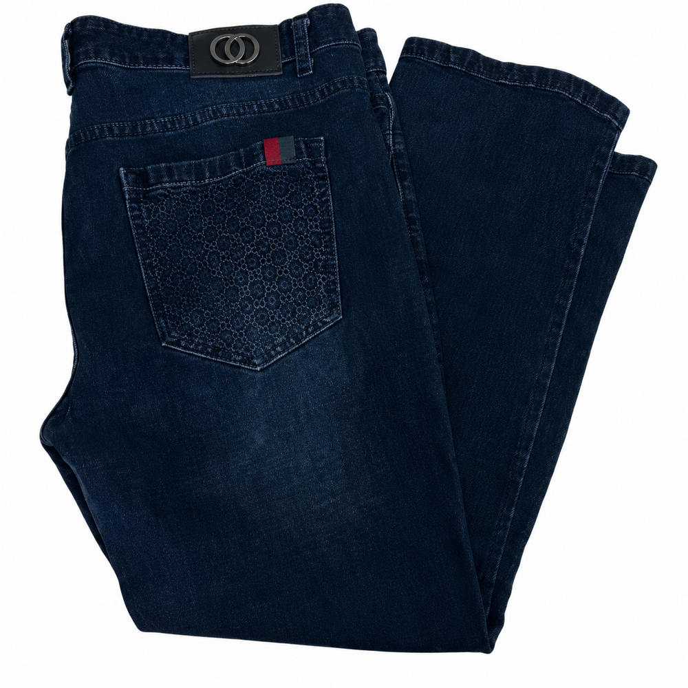 Pavini Dark Blue denim jeans — white background view 1