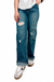 Distressed Straight Leg Denim Jeans — white background view 1