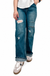 Distressed Straight Leg Denim Jeans — white background view 2