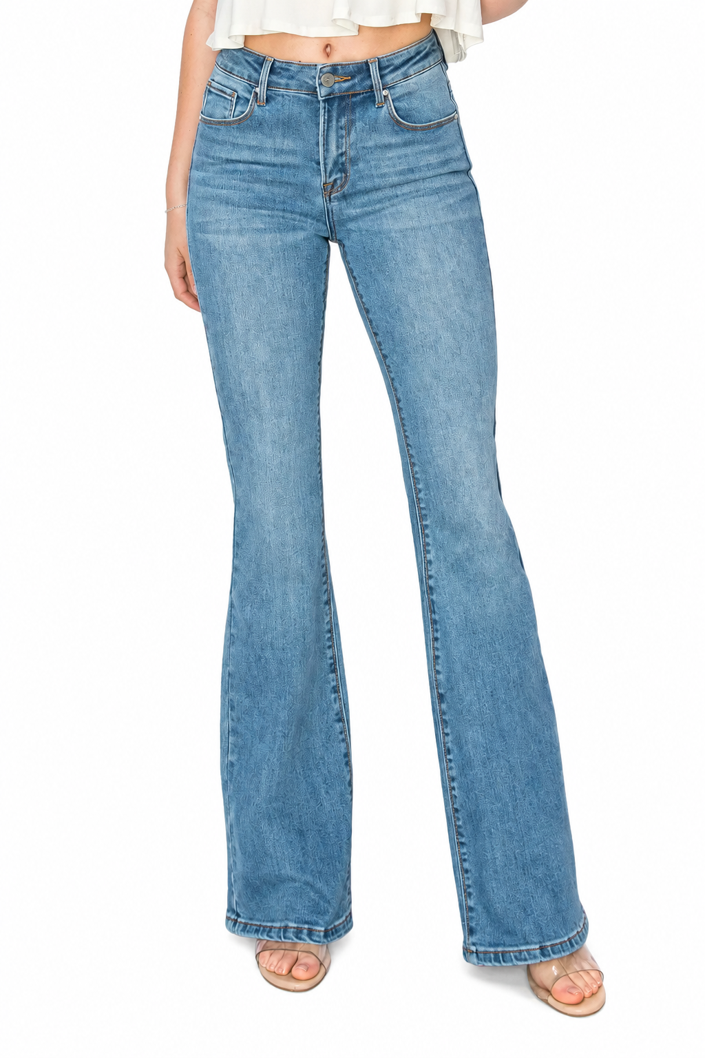 Risen Mid Rise Flare Jeans