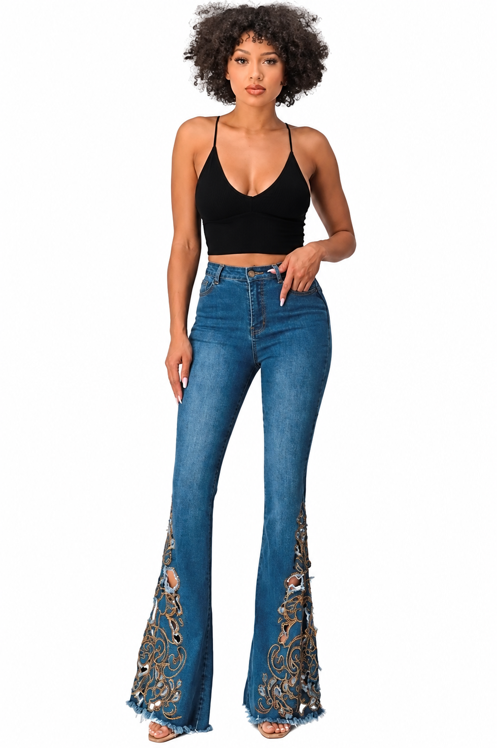 Hippie Vibe Embroidered Flare Denim Jeans