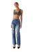 High Rise Straight Leg Denim Jeans - Dark- — white background view 2