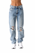 High Rise Straight Leg Denim Jeans — white background view 1