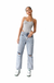 High Rise Straight Crop Denim Jeans - 7145 — white background view 1