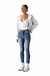 High Rise Skinny Stretch Denim Jeans — white background view 1