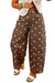 Brown Tailored Seam Polka Dot Barrel Jeans — white background view 1