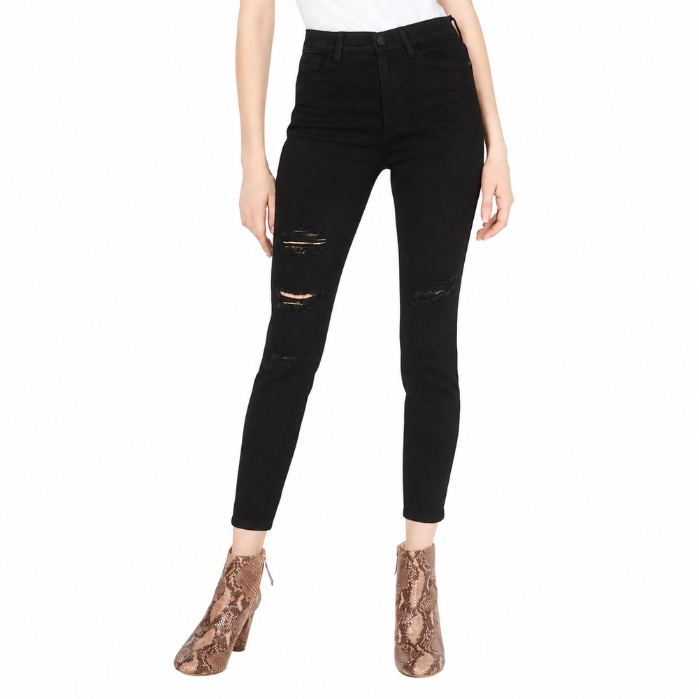 Clara High RIse Skinny Crop Jeans — white background view 2