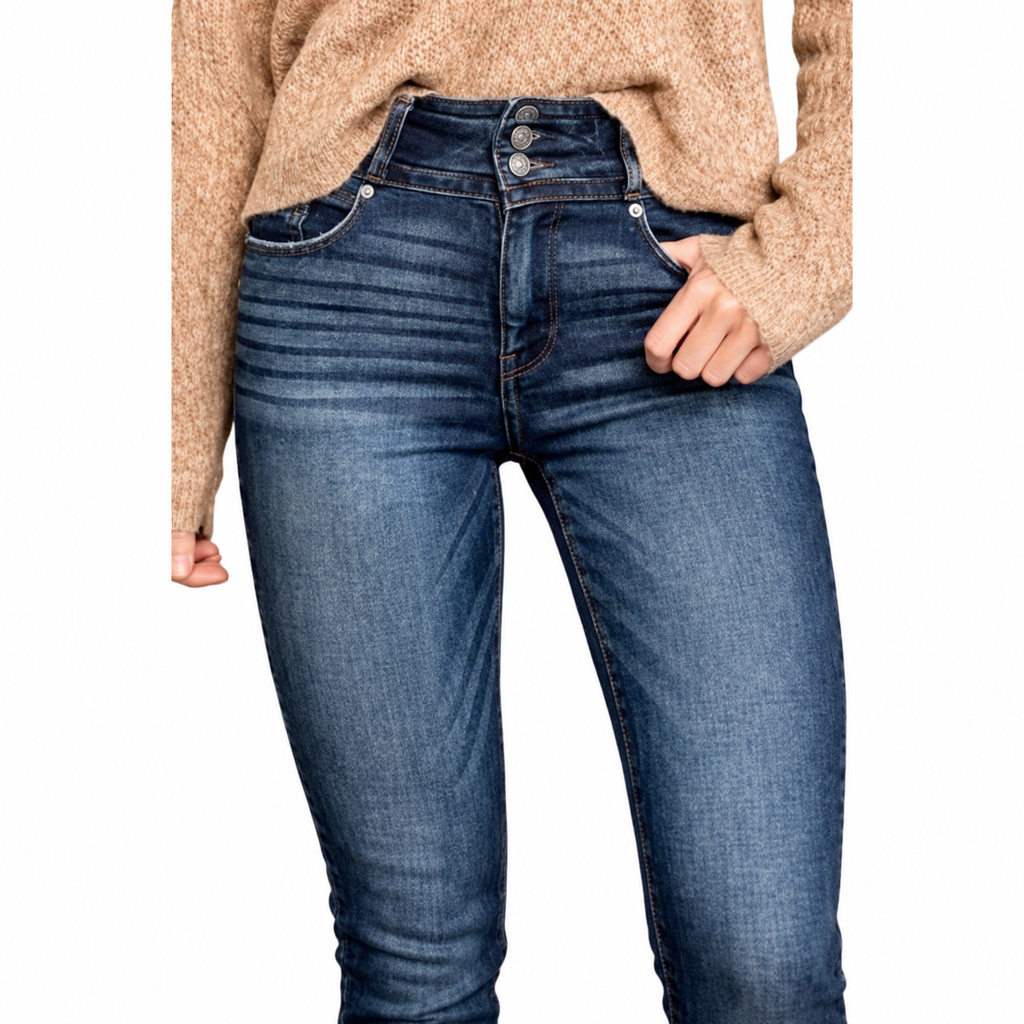 High Rise Band Detail Super Skinny Jeans