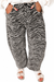 Gray Zebra Stripe Printed Wide Leg Barrel Jeans — white background view 1