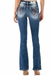 Miss Me Medium Blue Wash Horseshoe Pocket Boot Cut — white background view 1