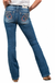 Miss Me Medium Blue Wash Horseshoe Pocket Boot Cut — white background view 2
